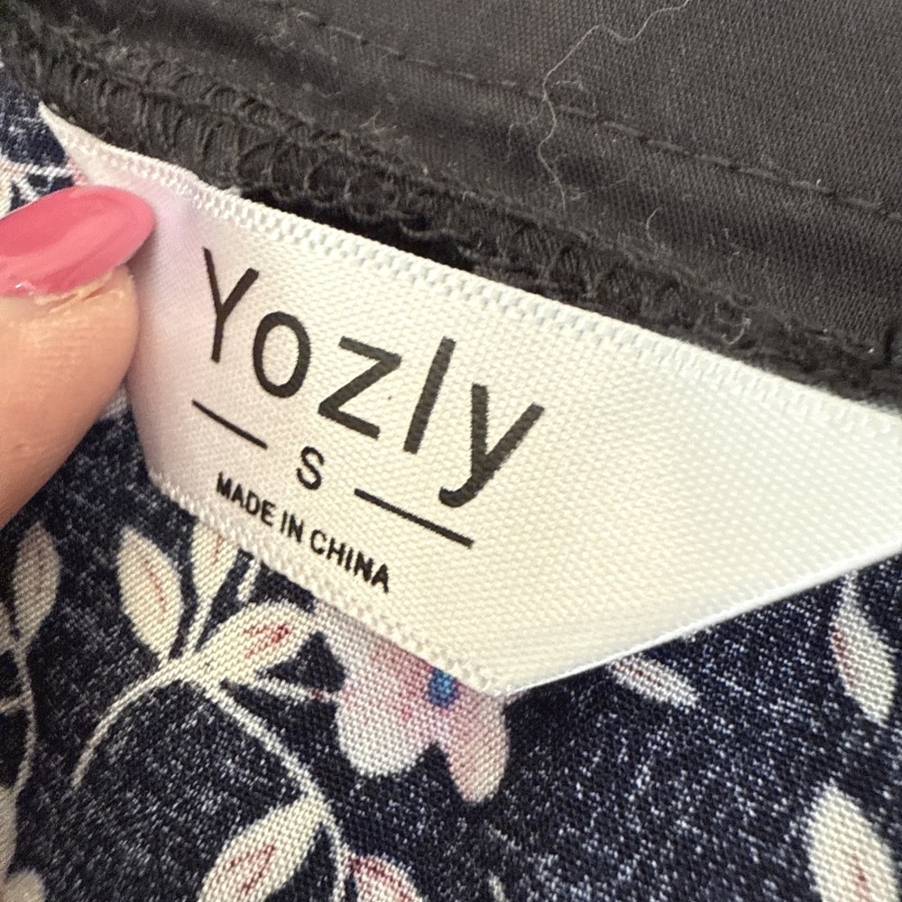Yozly Womens Floral Zip Front House Dress Navy Pink Ditsy Print Lounger Small - Picture 5 of 8